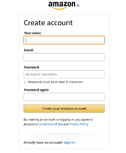 Amazon Affiliate Create Account 2 step
