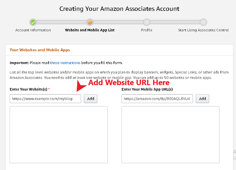 Associates Account (Add URL)