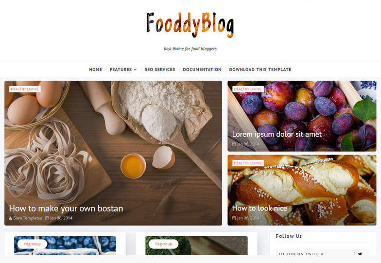 fooddy blog blogger Template