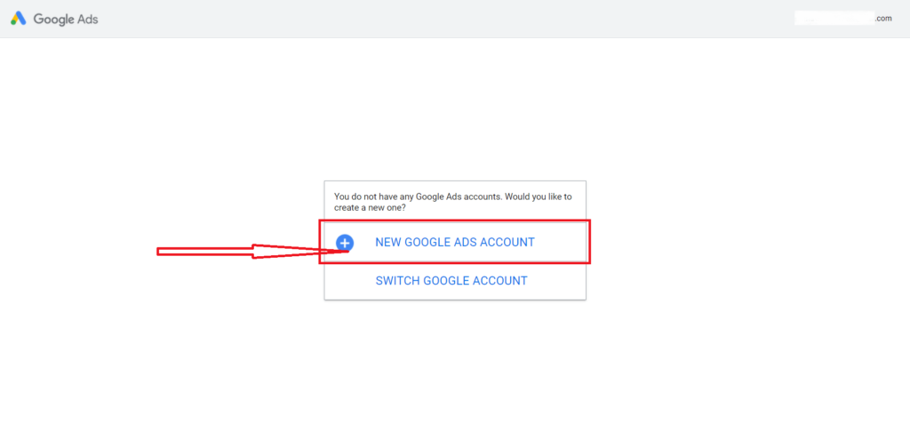 select new google ads account