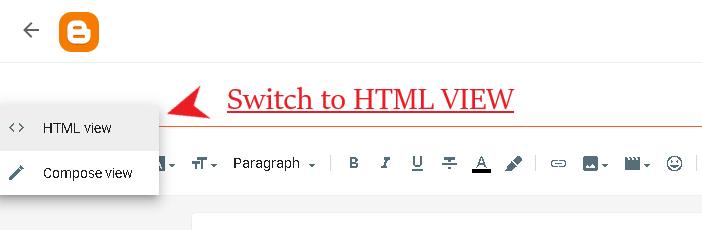 switch to HTML view