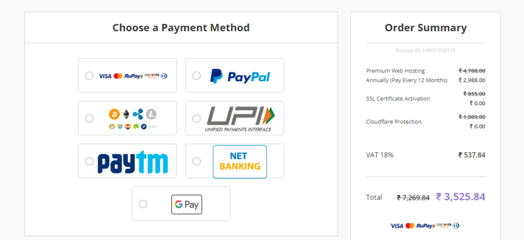choose a payment method